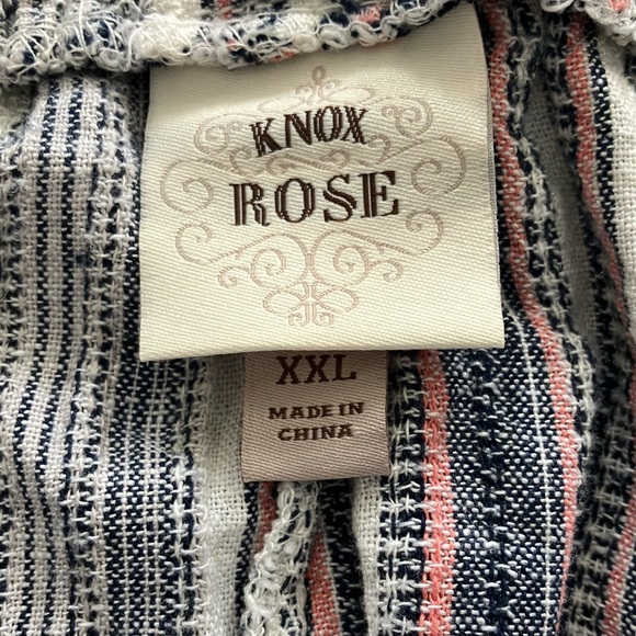 NWT Knox Rose Belted Linen Blend Pants Wide Leg Loose Striped High Rise XXL - Picture 4 of 10